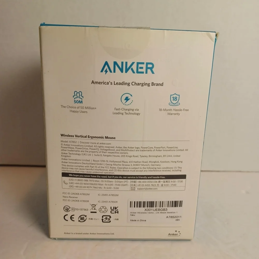 Anker A7852 2.4G Wireless Vertical Ergonomic Optical Mouse Gaming, 5 Buttons Blk